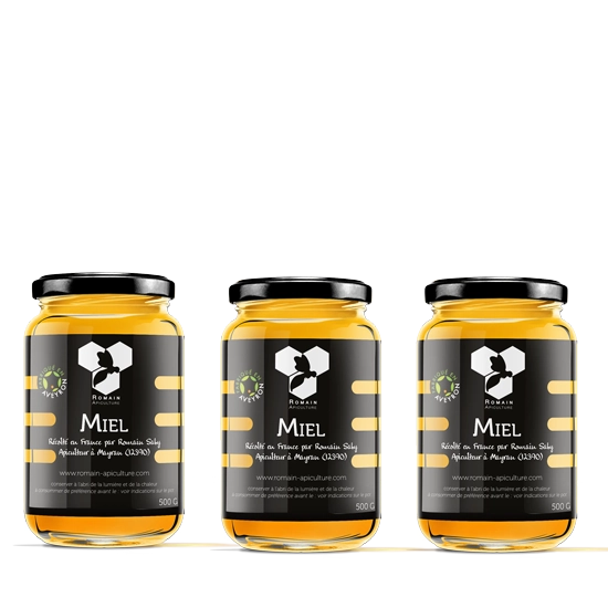Coffret accro au miel composé de 3 pots de miel en 500g